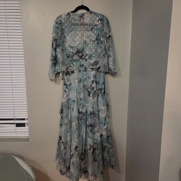R&M Richards Plus Size Women's Teal Whimsical Fairy Floral Maxi Dress. 2 PC. 16 - Picture 6 of 16